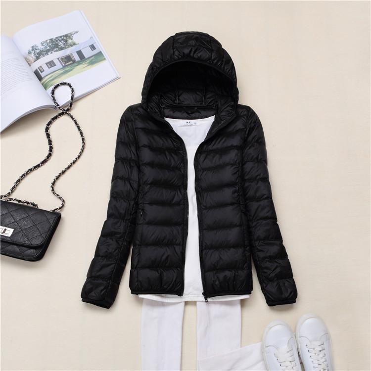 Autumn and winter new women's hooded light down jacket short casual thin down jacket large size winter clothing