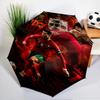 Man United Soccer Action Automatic Folding Umbrella - 8-Rib Travel Umbrella with Auto Open/Close & Portable, Gift for Christmas, Birthdays
