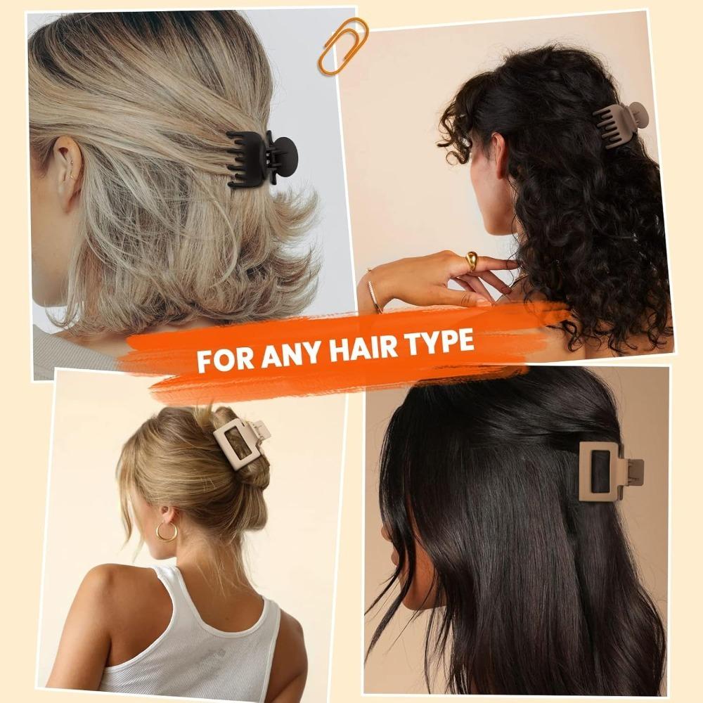 Matte Hair Clips for Women and Girls - Rectangle and Double Row Small Claw Clips for Thin/Medium Fine Hair - Nonslip Jaw Clips