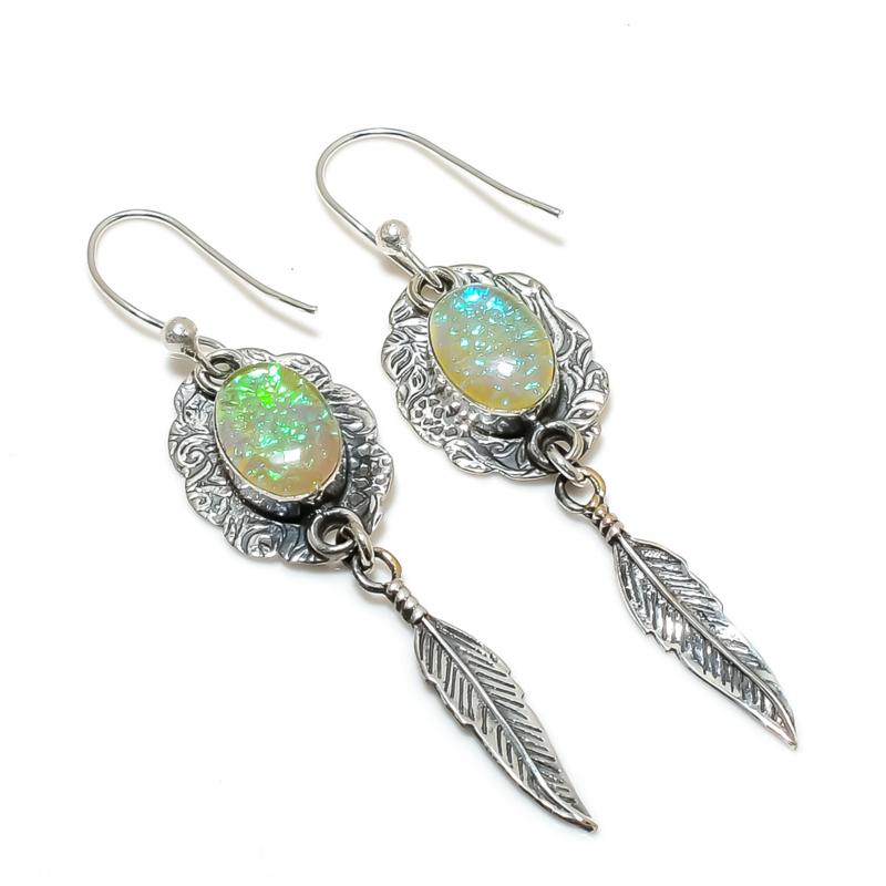 Australian Triplet Opal Gemstone Earrings, 925 Sterling Silver Earring, Handmade Boho Silver Jewelry Dangle Earrings, Mother's Day Gifts