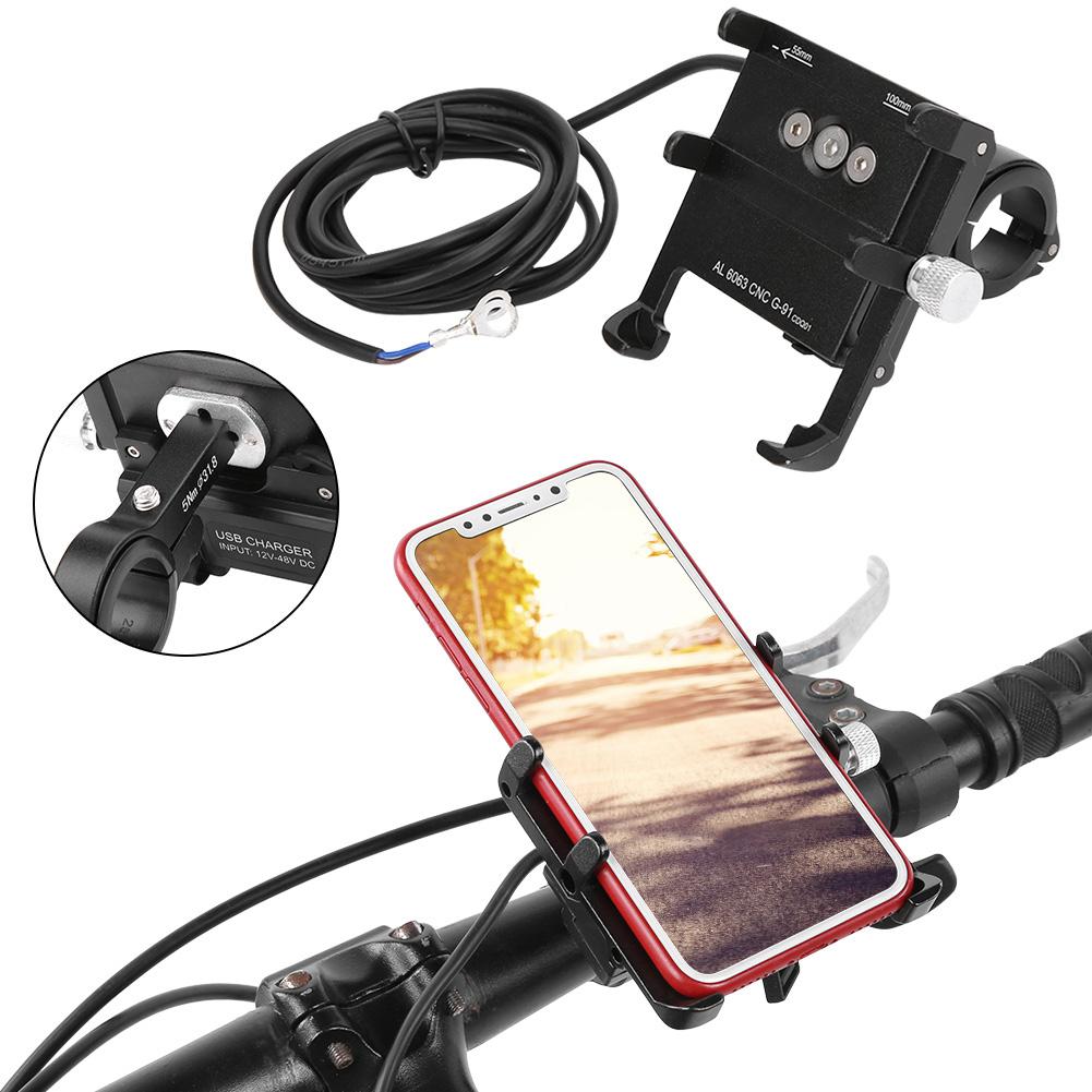 Motorcycle Electric Bike Charge Aluminium Alloy Phone Navigation Support Clip Ring Type