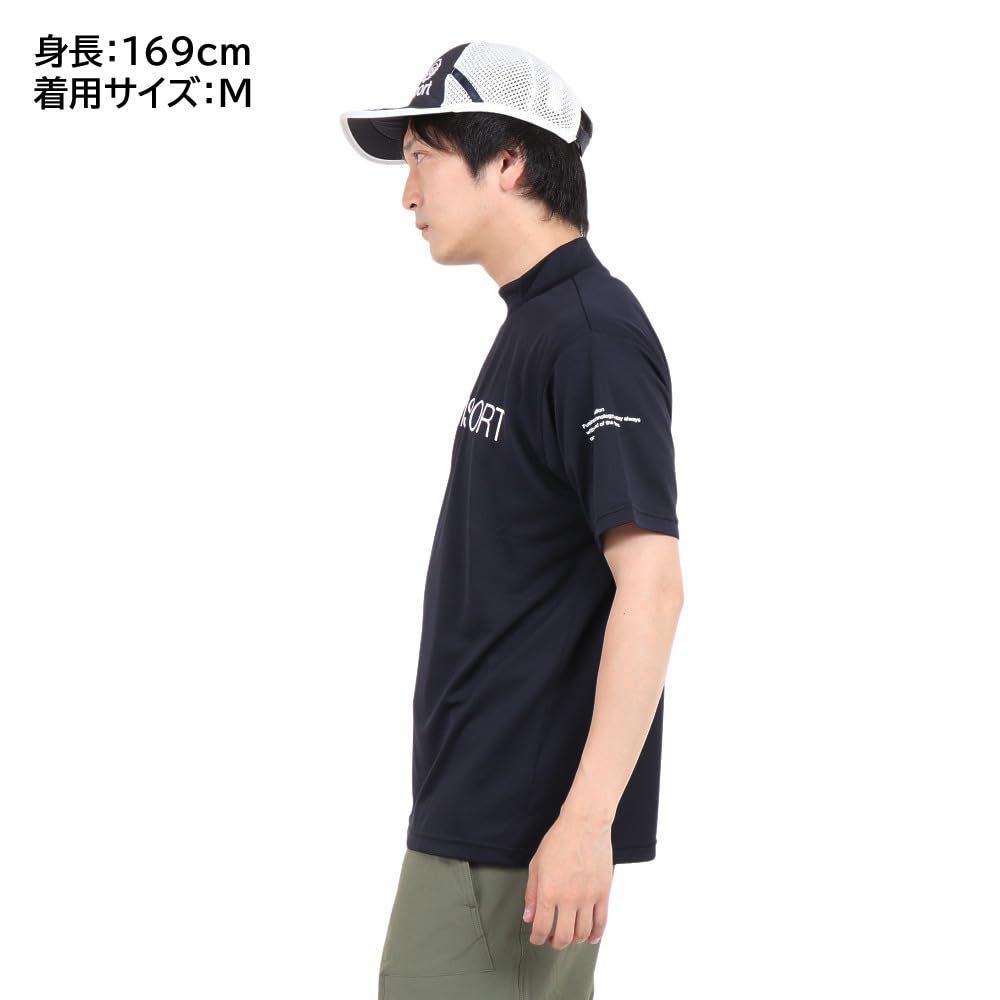 DESCENTE Smooth Mock Neck Short Sleeve Size LL Men's T-Shirt, Navy, (DX-C2501XB NV)