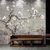 Retro Photo Wallpaper Plum Blossom Mural Hand Painted Flowers Birds Wall Murals Living Room Study Fresco
