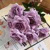 Cafe Decor Artificial 10 Heads Corner Roses Bouquet Silk Fake Flowers Balcony Decoration Simulation Rolled Edge Rose Red Flower