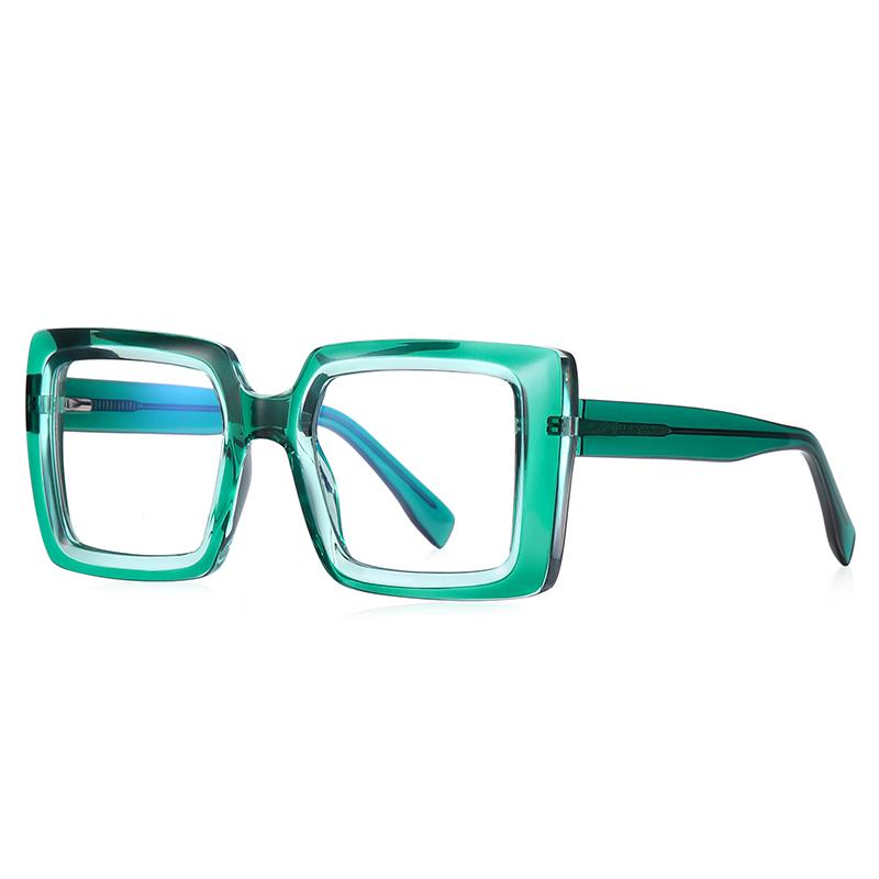 Transparent Green Frame Square Optical Glasses With Prescription Fashion Oversized Diopter Glasses For Women -0.5 -0.75 To -4.0