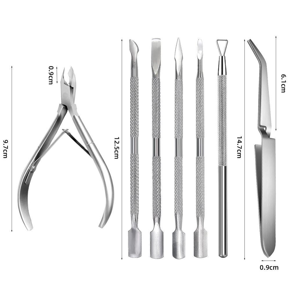 1/4/5/7Pc Professional Stainless Steel Nail Care Tools Double Head Cuticle Pusher Cuticle Nipper Nail Cuticle Remover Accessorie