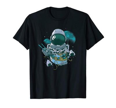 Ramen Astronaut Spaceman Anime Noodle Bowl T-Shirt Men Cotton O-neck Tshirt Hip Hop Tees Streetwear Harajuku