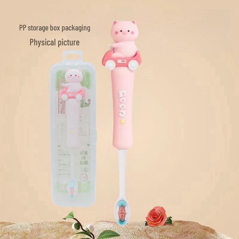 Children's Cartoon Dinosaur Toothbrush, Ages 3-12, with Cute Non-slip Handle & Soft Bristles for Gentle Oral Care
