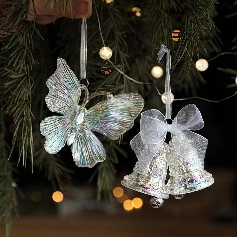 New Christmas Tree Pendant Acrylic Transparent Colorful Symphony Creative Bells Angel Girl Christmas Decoration Pendant Festive