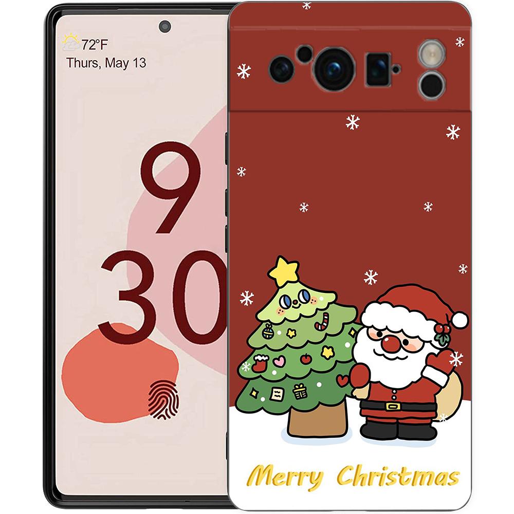 Funny Cartoon New Year Christmas Santa Phone Case For Google Pixel 9 8 7 6 Pro XL 8A 6A 7A 5G Soft TPU Black Cover Fundas