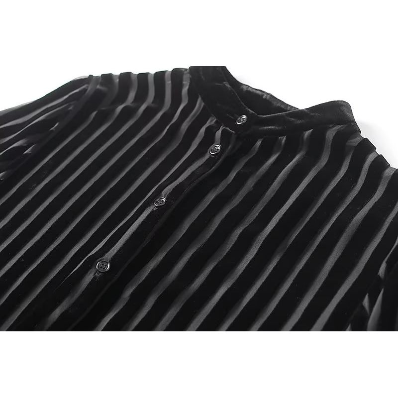 Zar Autumn New Women's Clothing French Style All-Matching Casual Silk Blended Velvet Shirt 9390109 800