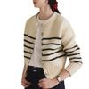 Damen 2023 Herbst/Winter Gestreifte Strickjacke: Literarischer Retro Lockerer Stil Pullover