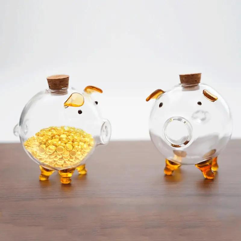 Transparent Glas Spargris, Djurformer, Myntlåda, Spargris, Förvaring för Sedlar, Glasburk, Myntlåda för Barn och Vuxna