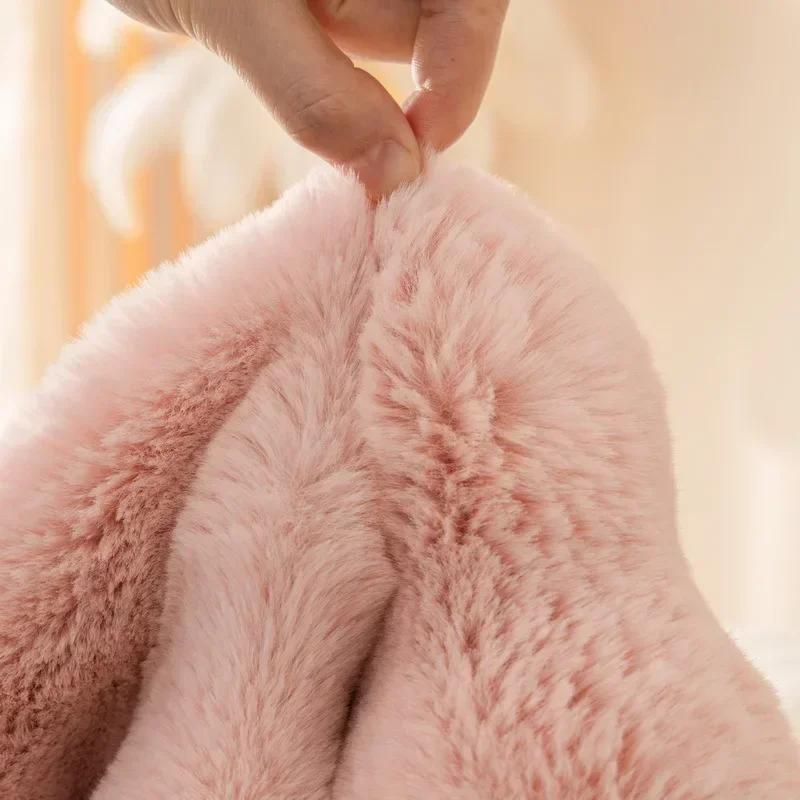 Faux Rabbit Fur Sofa Cover Warm Winter Bubble Shaped Slipcovers Luxury Plush  Couch Covers for Living Room Decor Blanket Towel