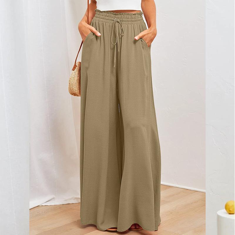 Summer Women Trousers, Casual Wide Leg Trousers, Loose Casual Fashion Trousers Women