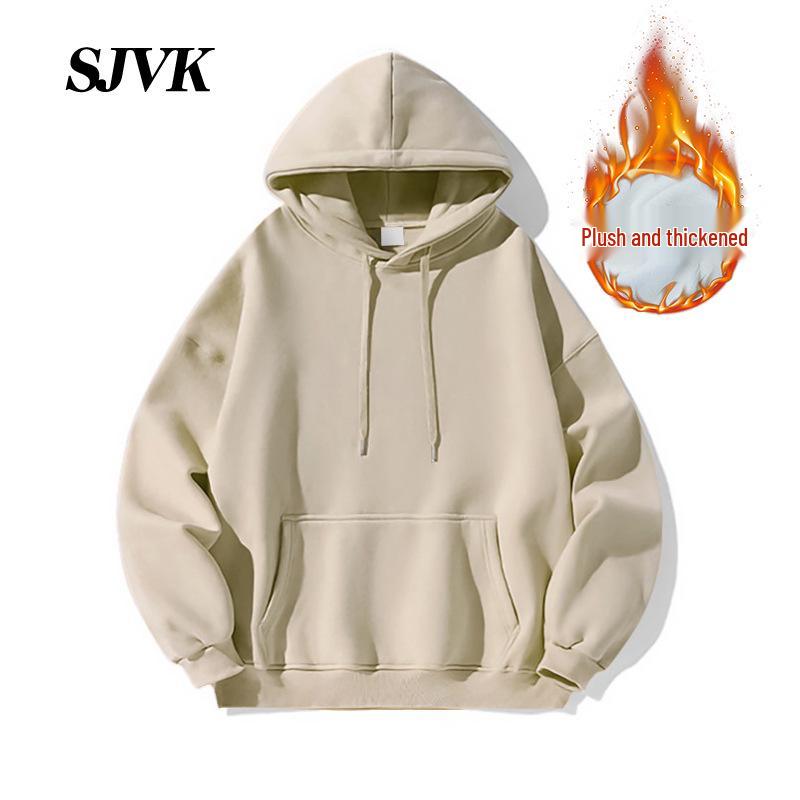 Herren Weinrot Plus Samt Kapuzenpullover - Lässige Lockere Herbst/Winter Oberbekleidung