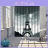 Eiffel Tower Polyester Shower Curtain With Scenic Landscape And Bridge Design For Home Use