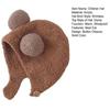 Children Hat with Bear Ear Design Solid Color Button Closure Elastic Breathable Winter Cap Cold Weather Accessory