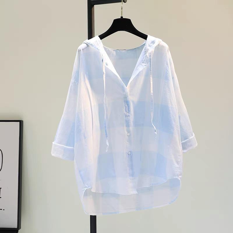 Plaid Sunscreen Clothing Women's Spring Korean Version of Loose Casual Shirt Thin Shirt Cardigan