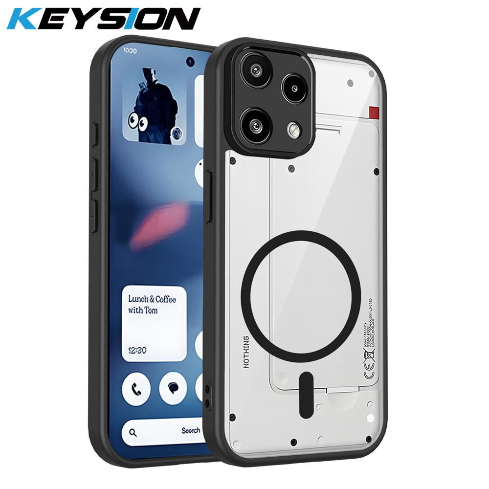 

KEYSION Transparent Magnetic Phone Case for Nothing Phone 3A Lite Silicone+PC HD Clear Shockproof Back Cover for Nothing 3A Lite for Nothing 3A Lite чёрный