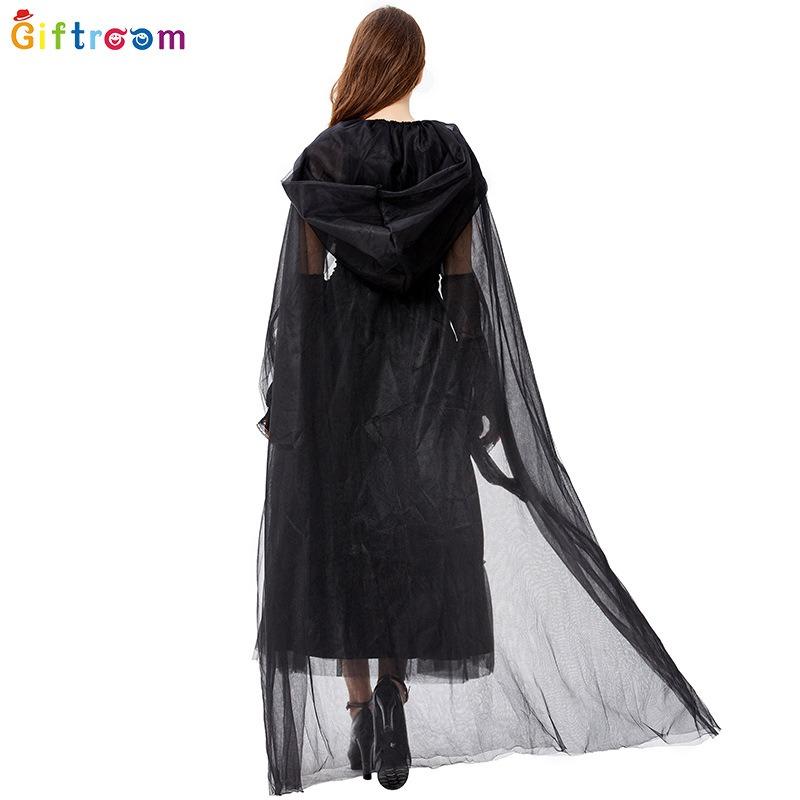 Halloween Masquerade Dress Adult Dark Witch Mesh Dress Party Stage Performance Costume