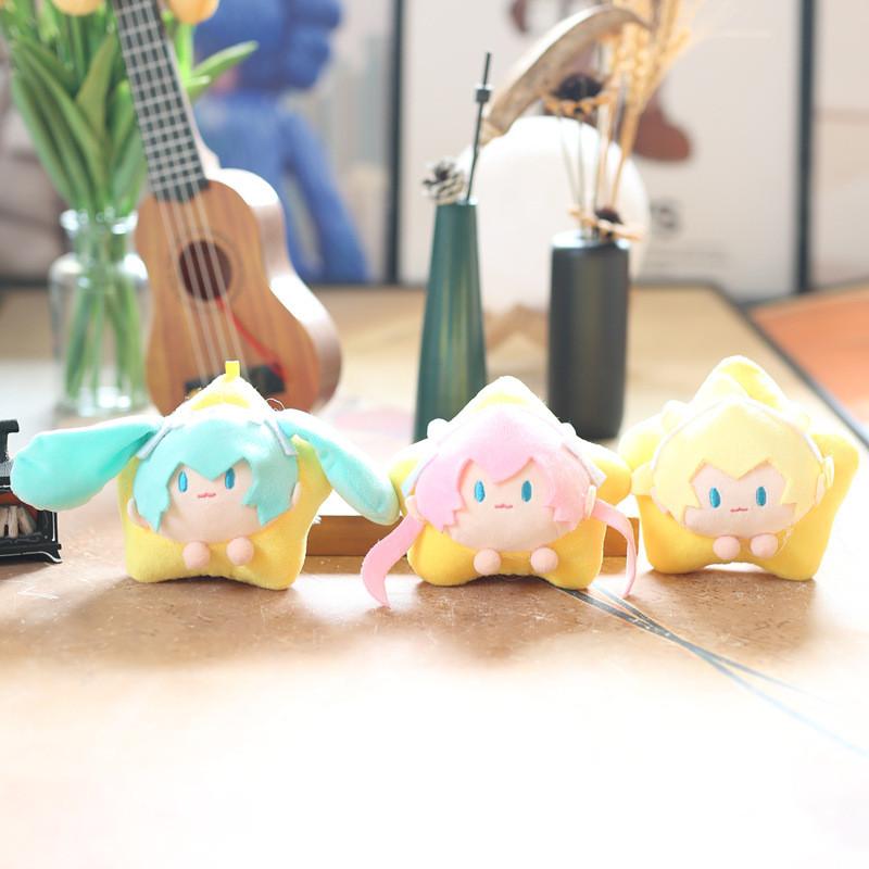 Adorable Cute Hatsune Miku Plush Doll Keychain Soft Toy Star Bag Charm Blue Yellow Pink