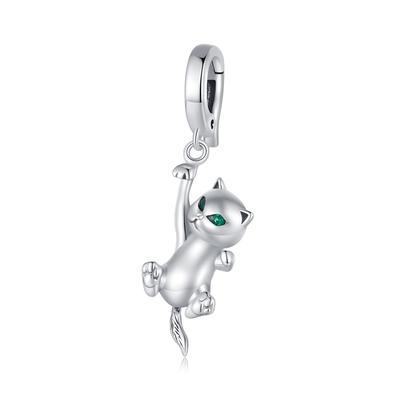 Dangling Kitten Silver Charm with Clasp
