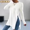 Women's Fashion Casual Solid Color Print Long Sleeve O-Neck Blouses & Shirts Unique Design