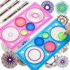 1 Set Plastic Spirograph Drawing Kit Include 1 Set Spirograph & 1pcs Six-color Ballpoint Pen Colorful Doodle Gift YMY