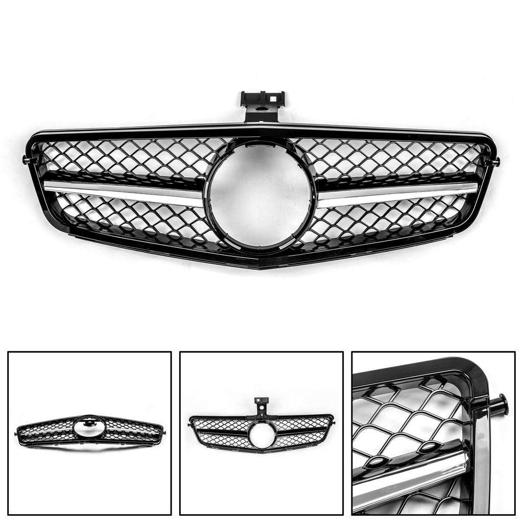 ABS Gloss Black Chrome Front Bumper Grille Fit C-Class Benz W204 C300 C350 08-14