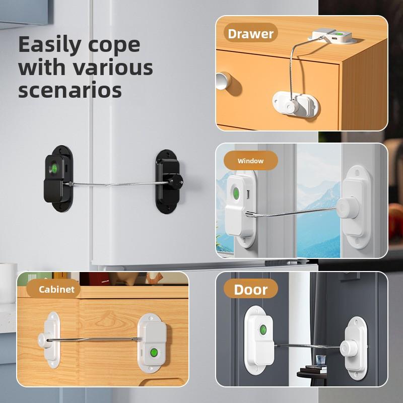 Fingerprint Lock No Punching Refrigerator Protective Lock Bold Chain Locker Electronic Lock Office Smart Lock Password Lock