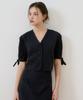 Bye Bye Seop [Set] Ribbon Sleeve Cotton Blouse + Long Skirt Black