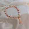 Kpop Trendy Irregular Pearl Bracelet For Women Baroque Style Natural Stone Pendant Lucky Cuff Bracelet Anniversary Gift Jewelry