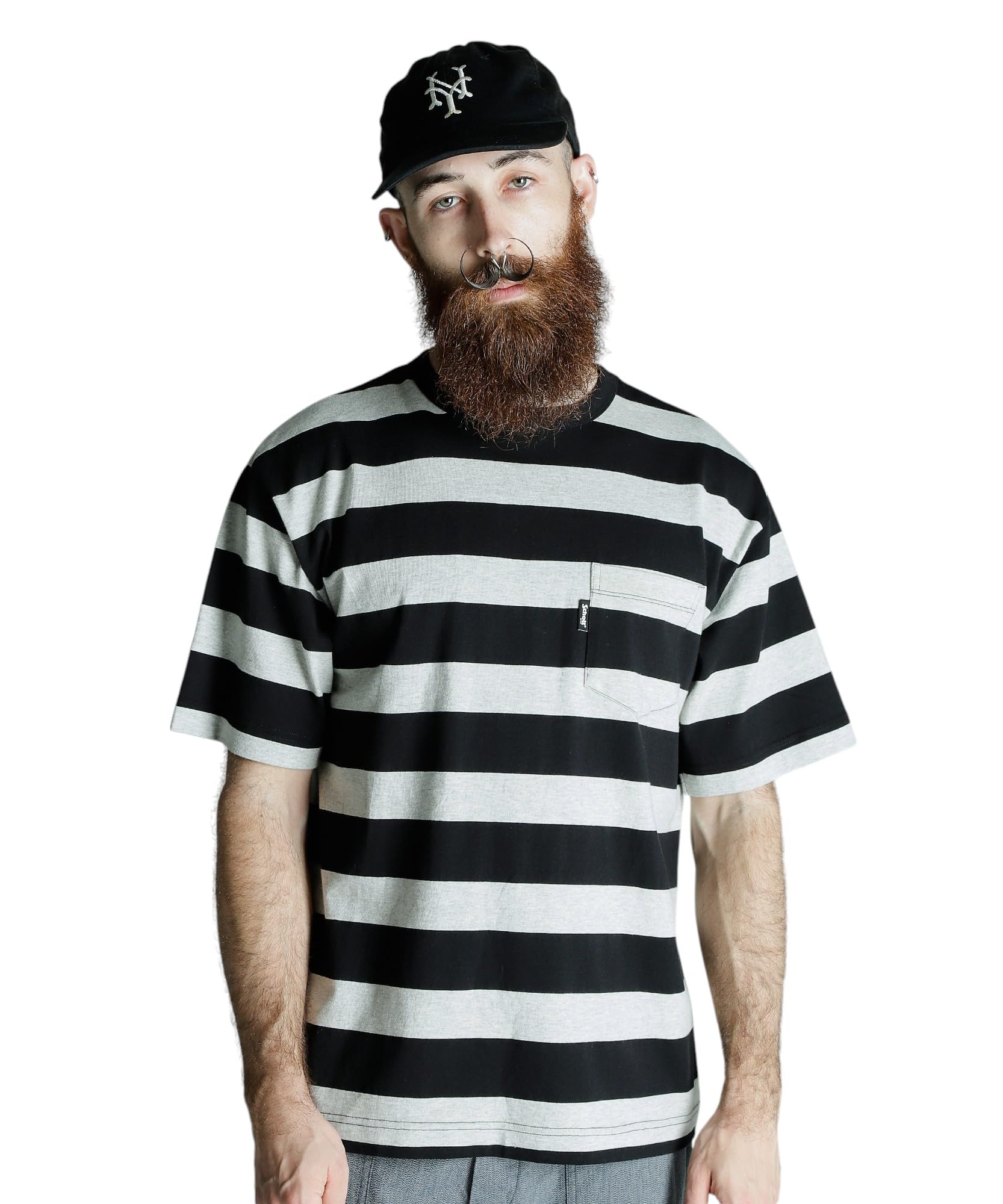 

Футболка Schott с широкой полосой и карманом, мужская, размер L, 020, серый, 782-5934006