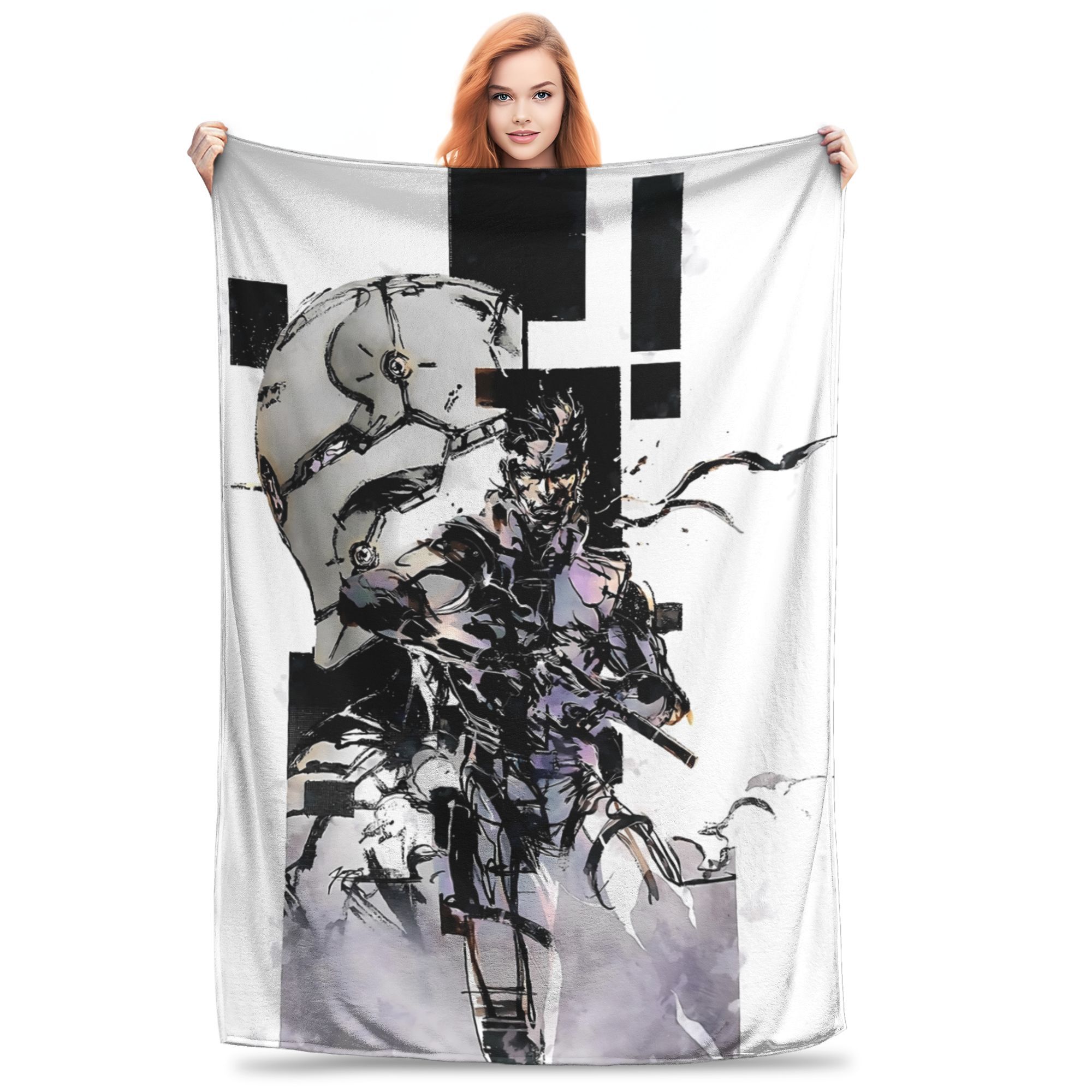 

Metal Gear Solid Game Blankets Warm Soft Novelty Plush Bedding Throws For Girls Boys Bedroom Flannel Bedspread Bed Cover 30x40in