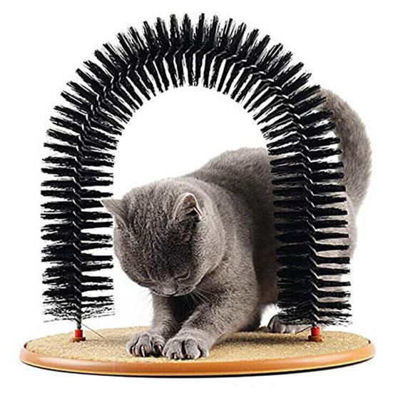 2-in-1 Cat Arch Self Groomer Cat Face Back Scratcher for Deshedding Self Grooming Massage Brush with Scratching Pad for Indoor Cats
