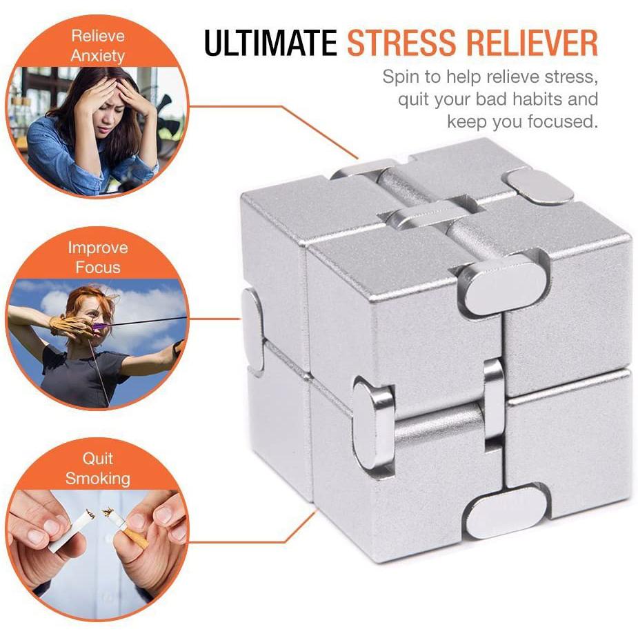 AL Alloy Metal Fidget Infinity Cube Gadgets Spielzeug für Erwachsene, Zauberwürfel zur Linderung von Stress und Angst