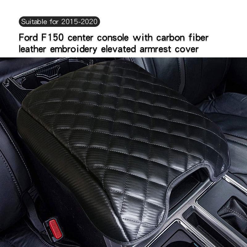 PU Leather Car Armrest Cushion Center Console Cover For Ford F150 2015-2020,F250 F350 F450 2017-2025,Expedition 2018-2025