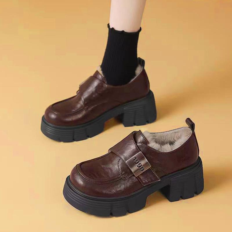 Fashion Aphixta Brown Long Plush Warm Ankle Boots Furry Buckle Fashion Women Boots Slip On Black Winter Shoes Botas Mujer Botines