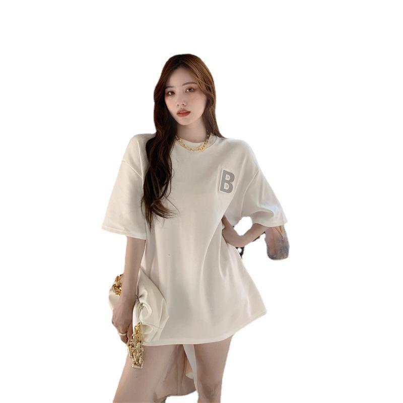 Sommer neue koreanische Version lockeres kurzärmeliges T-Shirt Damen D dreidimensional konkav-konvex reflektierend bedrucktes Schülerinnen Oberteil