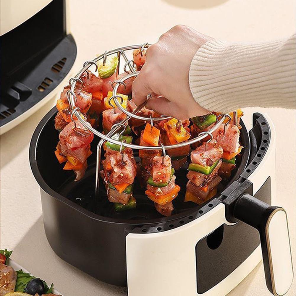 Air Fryer Special Grill Stainless Steel Round Hanging Skewer Rack 24/48 String Detachable Vertical Air Fryer Oven Barbecue Stand