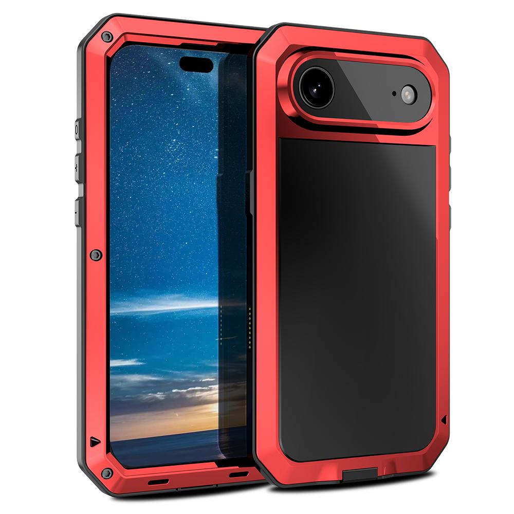 

Для iPhone 17 Air Чехол Силикон+Металл Чехол для телефона с Защитным стеклом Red