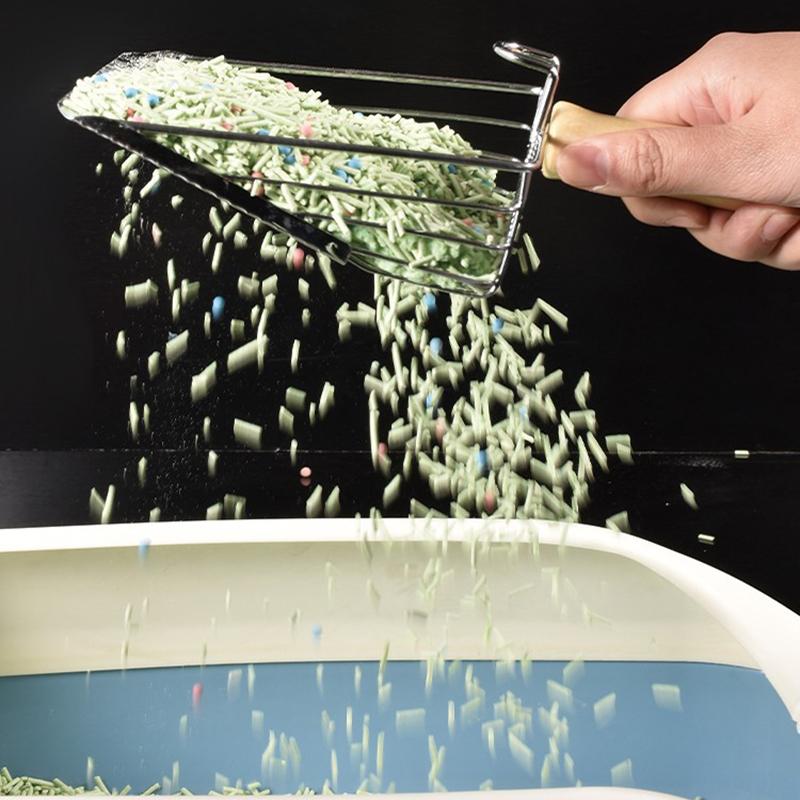 2 in 1 Stainless Steel Cat Litter Scoop Durable Mesh Kitten Litter Cleaner Pet Cleaning Tools with Hanging Hole Cat Accessories