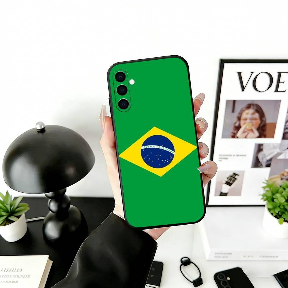 B-Brazil B-Brazilian Flag Phone Case For Samsung Galaxy A73,A72,A71,A70,A53,A52,A51,Soft Silicone Black Cover