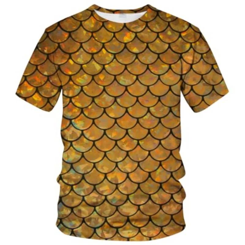 Funny Fish Scale Pattern 3D Print Tshirt Men And Women Summer Fashion Personality O Neck Short Sleeve T Shirt Casual Kid Tee Top