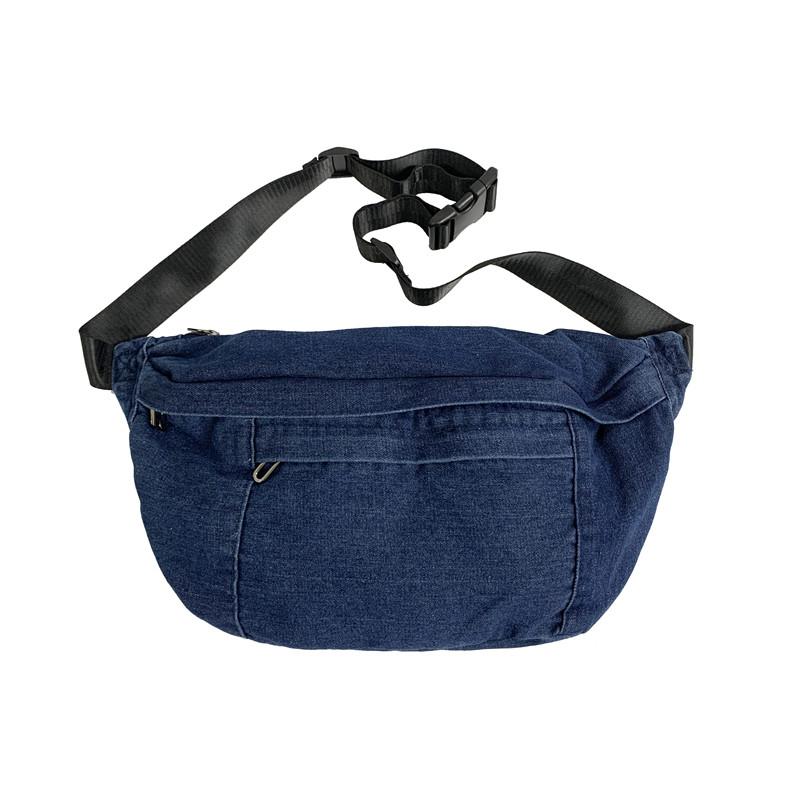 Borsa da vita in denim rétro da donna, zainetto stile college, marsupio casual, borsa a tracolla crossbody unisex ad alta capacità e borsa da cintura