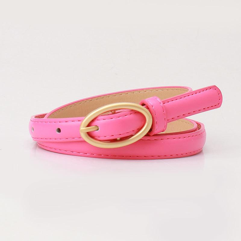 Stylish Women's Candy Color Thin Belt with Oval Pin Buckle