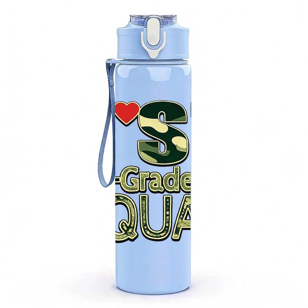 1PC 1st Girl Squad Birthday Text Print 750ml Color Plastic Sports Water Bottle Leakproof Flip Straw Lid Suitable for Sports Office Home Use