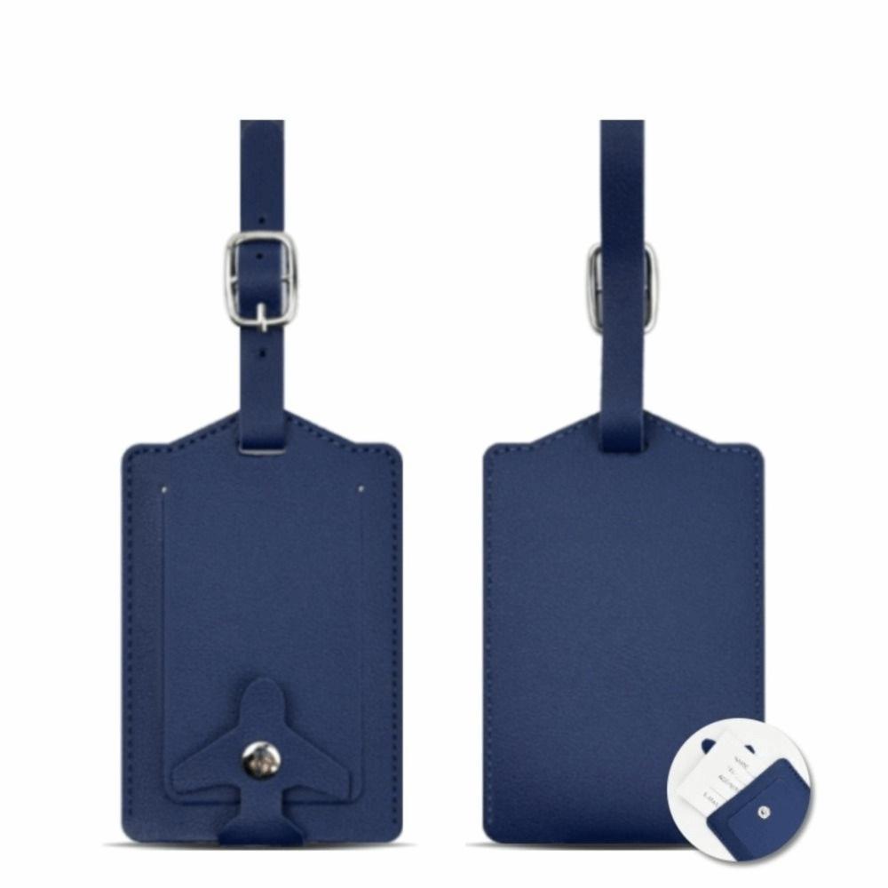 Durable PU Leather Luggage Tag Airplane Buckle Thickened Suitcase Label Flip Cover Anti Lost Boarding Pass Luggage