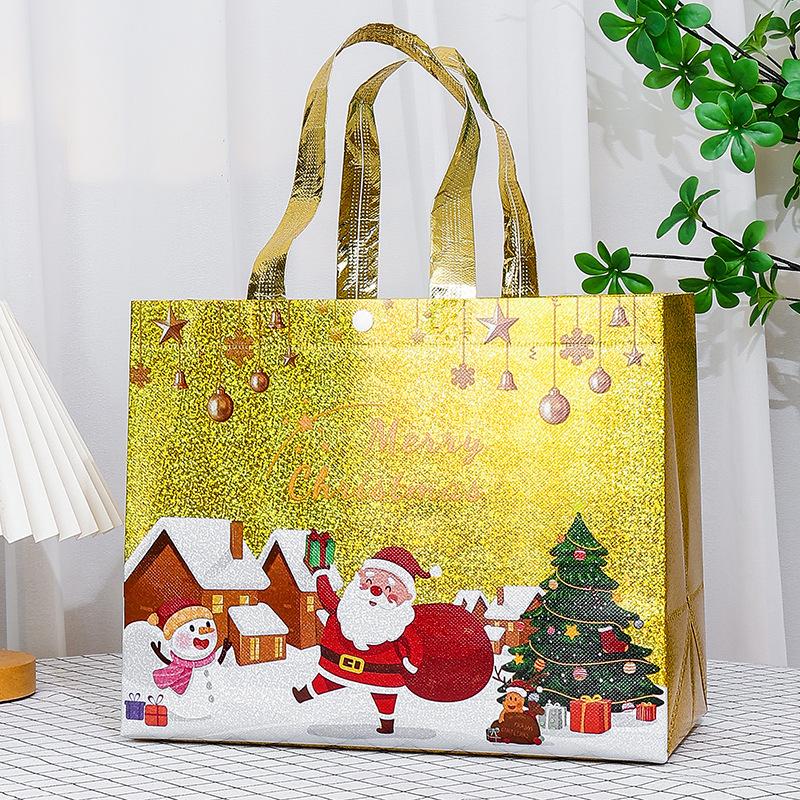 1 Pcs Red Wine Bottle Gift Champagne Pouch Merry Christmas Wine Bags Glittering Non Woven Insulated Wine Bags For Christmas Party